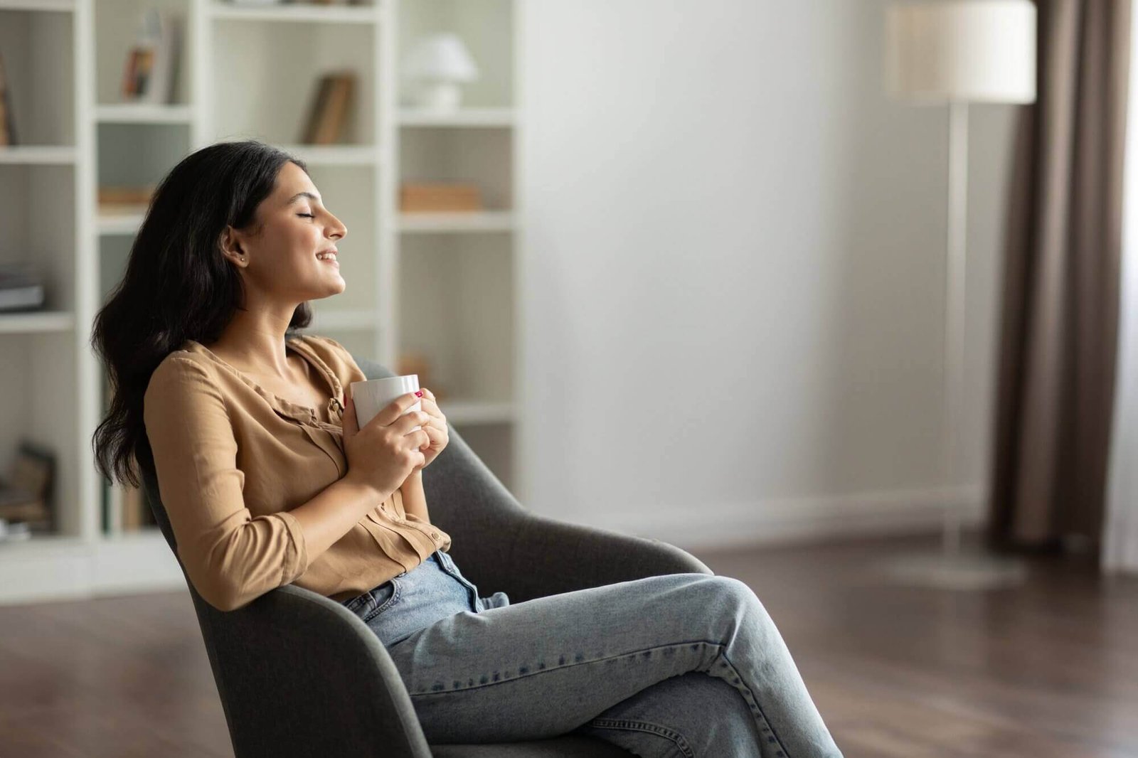 Woman feeling peaceful