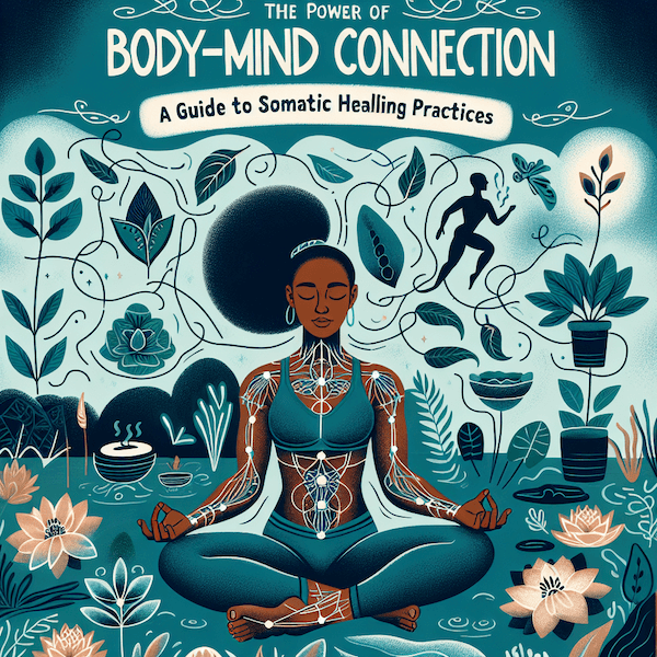 Woman meditating, body-mind connection visualized; somatic healing practices guide.