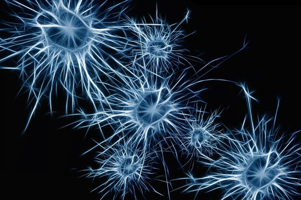 Abstract representation of brain neurons firing, illustrating at-home neurofeedback brain training.